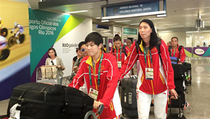 Chinesische Frauen-Basketballmannschaft trifft in Rio ein