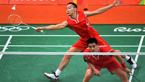 China hat beim Halbfinale im Badminton Männer-Doppel gewonnen