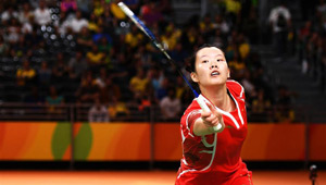 Li Xuerui besiegt Buranaprasertsuk Porntip aus Thailand beim Viertelfinale des Dameneinzels im Badminton