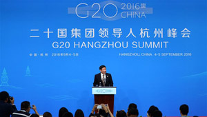 Pressekonferenz über G20 und globales Wachstum sowie globales wirtschaftliches Regieren in Hangzhou abgehalten