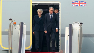 Britische Premierministerin trifft in Hangzhou ein