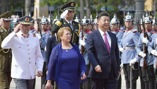 Xi Jinping führt Gespräche mit der chilenischen Präsidentin Michelle Bachelet in Santiago