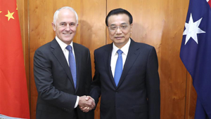 Li Keqiang trifft australischen Premierminister Malcolm Turnbull in Canberra