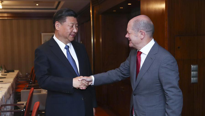 Xi Jinping trifft Hamburgs Bürgermeister Olaf Scholz