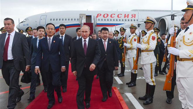 Russischer Präsident Putin trifft in Xiamen ein