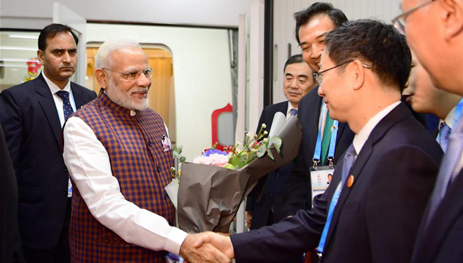 Indischer Premierminister Modi trifft in Xiamen ein