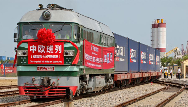 Frachtzug von Weihai Hafen nach Duisburger Hafen gestartet