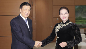 Liu Yunshan trifft Vorsitzende der vietnamesischen Nationalversammlung in Hanoi