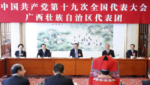 Li Keqiang nimmt an Podiumsdiskussion mit den Delegierten aus Guangxi teil