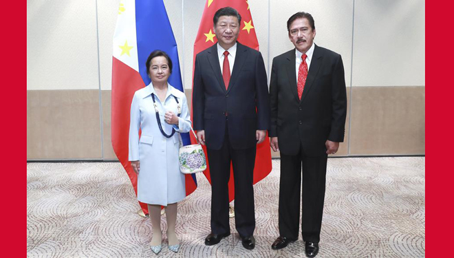 Xi Jinping trifft philippinische Sprecherin des Repräsentantenhauses und Senatspräsidenten