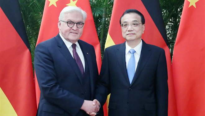 Li Keqiang trifft deutschen Präsidenten Frank-Walter Steinmeier in Beijing