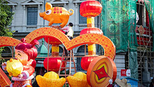 Laternendekorationen in Macau zur Begrüßung des Frühlingsfestes