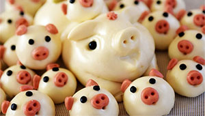 Brötchen in Form von Schwein hergestellt