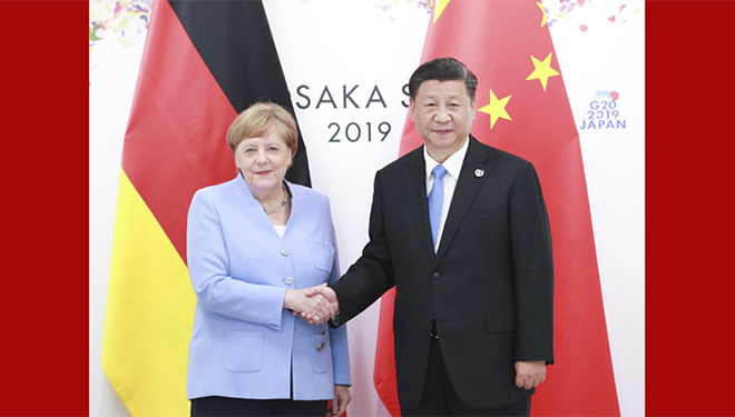 Xi Jinping trifft deutsche Bundeskanzlerin Angela Merkel in Osaka