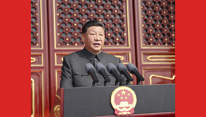 Xi hält Rede bei großer Kundgebung zur Feier des 70. Gründungsjahrestages der Volksrepublik China