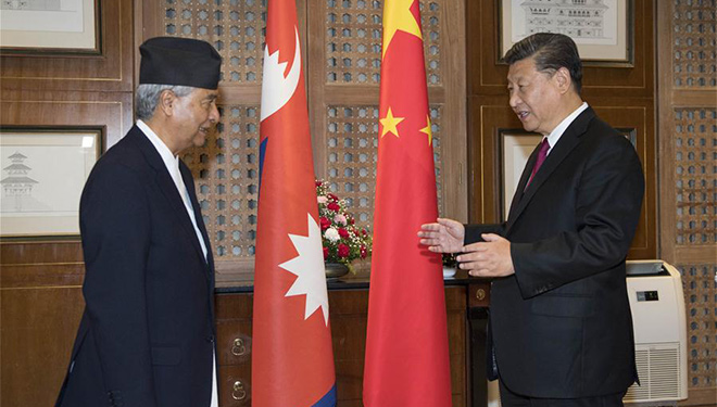 Xi trifft Präsidenten der Nepalesischen Kongresspartei