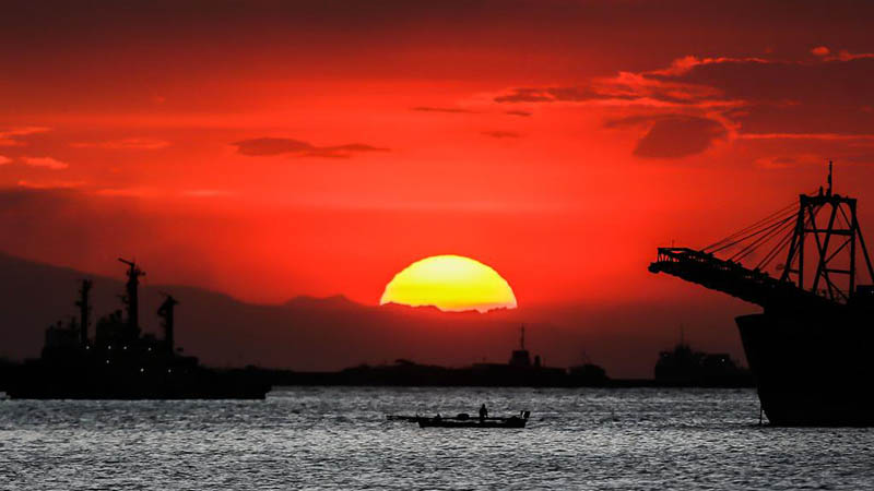 Ansicht des Sonnenuntergangs in Manila