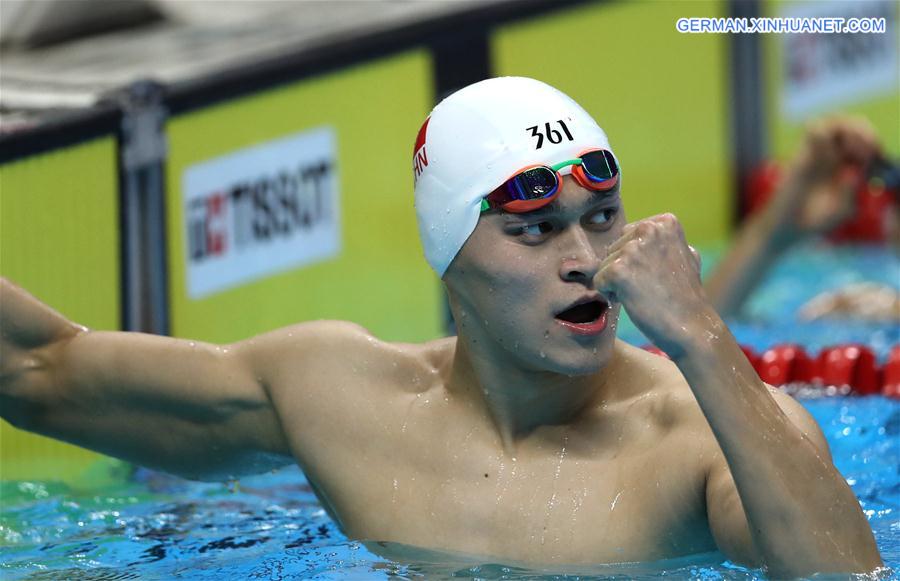 sun yang gewann goldmedaille über 400 m freistilschwimmen